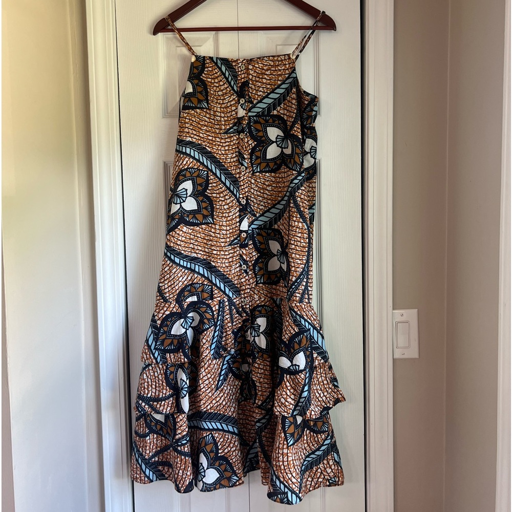 Figue Marina Shell Embellished Printed Cotton Dress XS